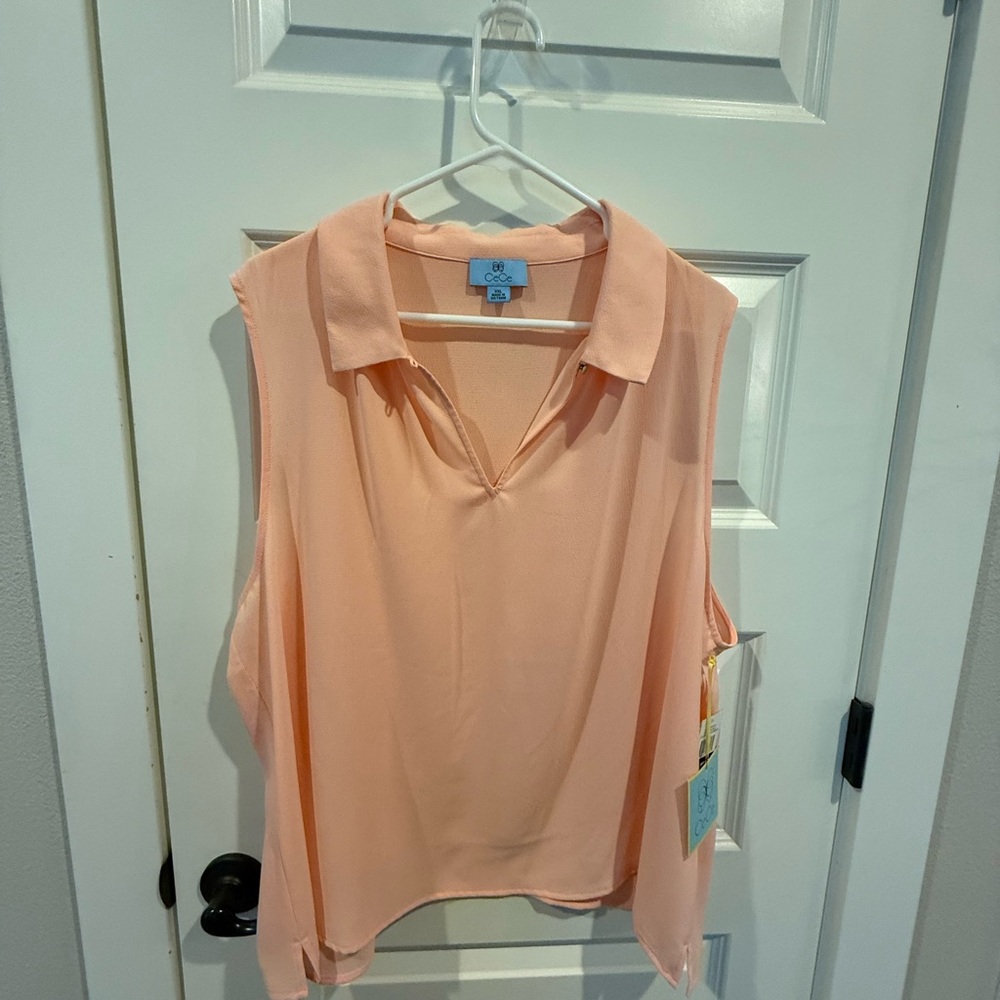 CeCe Light Coral Sleeveless Blouse